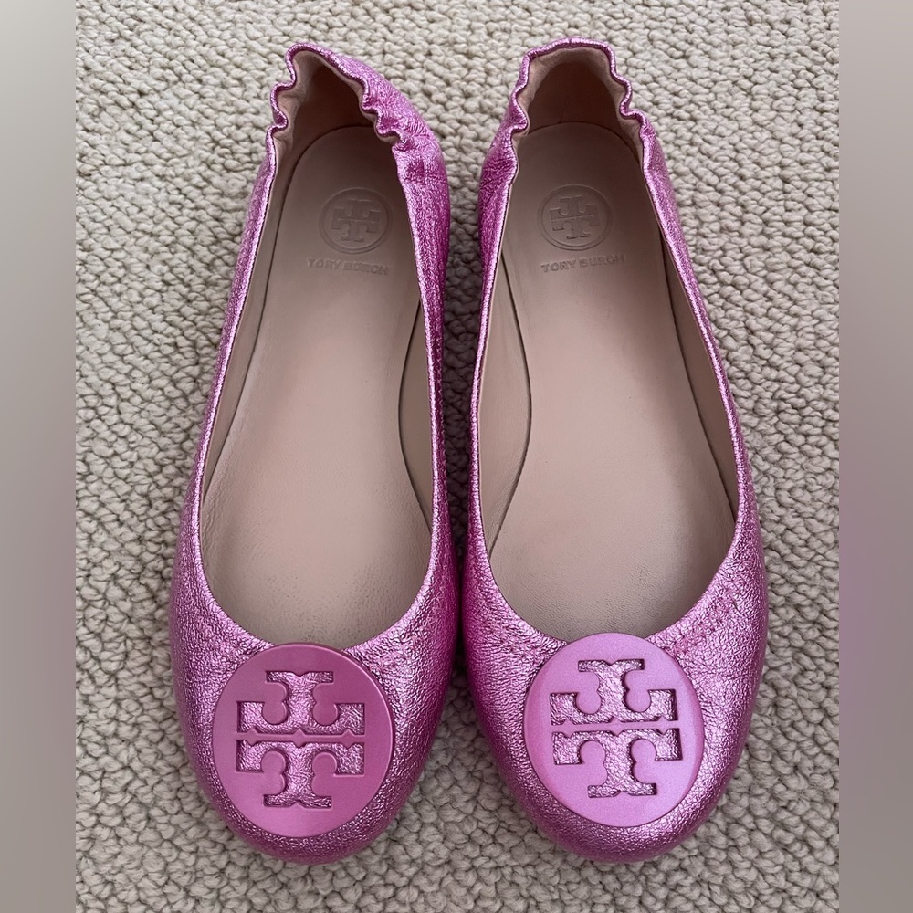 Pink glitter Tory Burch Flats